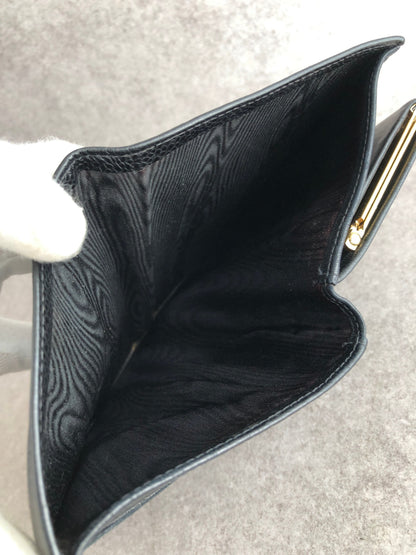 CHANEL Coco Mark Long Wallet Folded Wallet Black Vintage nd3dzs