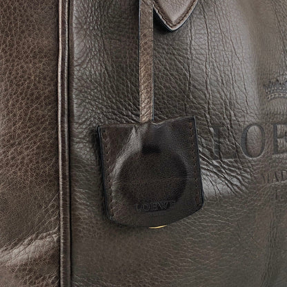 LOEWE Logo Embossed Handbag Totebag Brown Vintage faniey