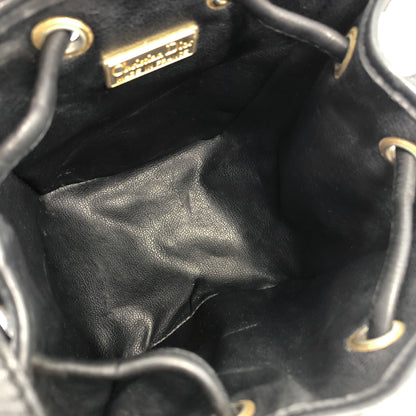 Christian Dior Logo Motif Leather Drawstring Shoulder bag Black Vintage gk34h7