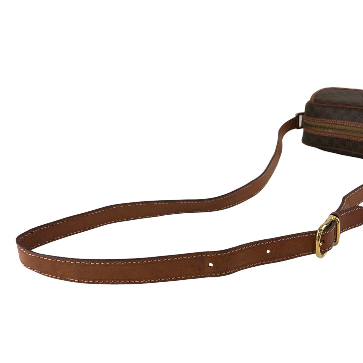 CELINE Macadam Blason Front Buckle Shoulder bag Brown Vintage 6tcy32