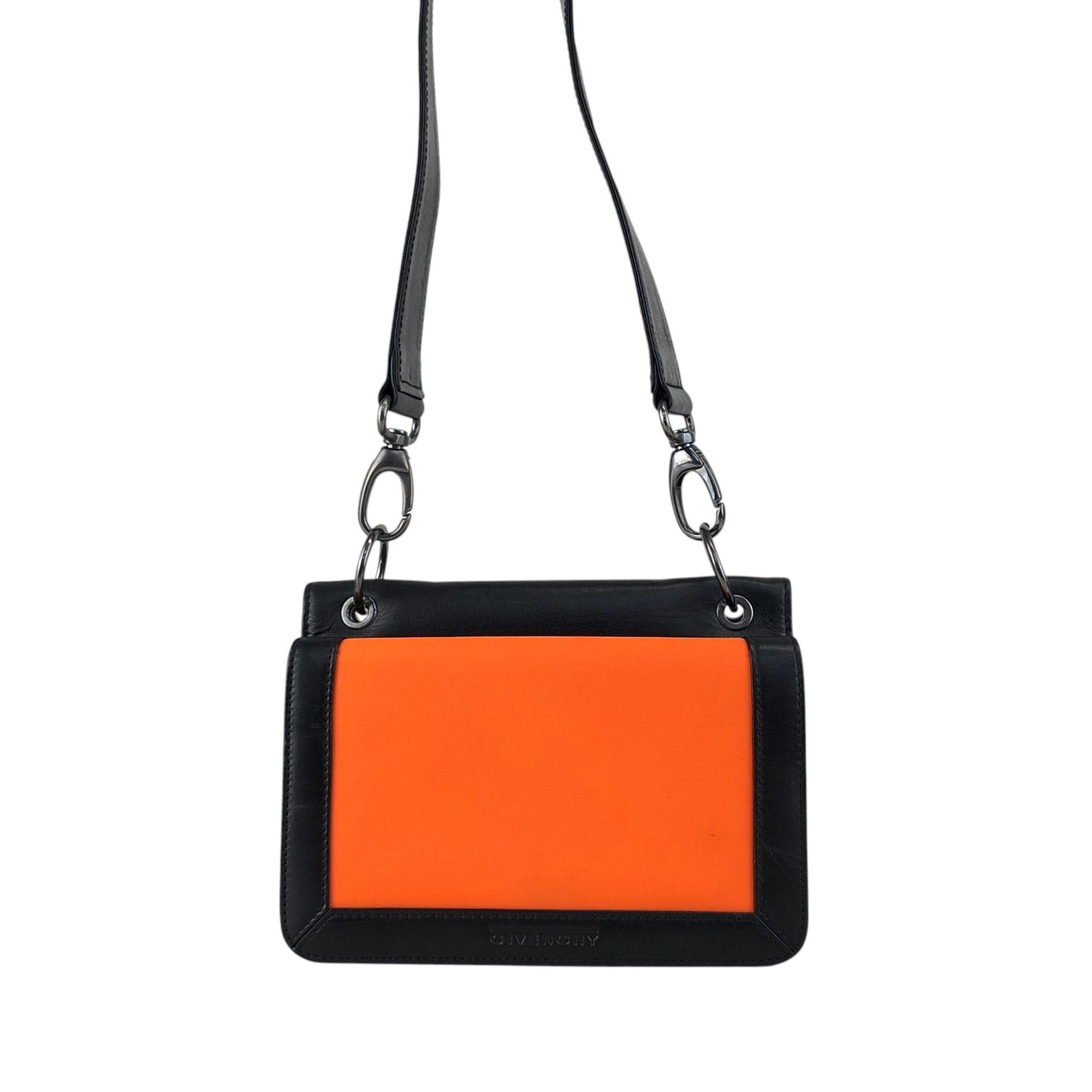 GIVENCHY Logo Shoulder bag Black×Orange Vintage ahpuhk