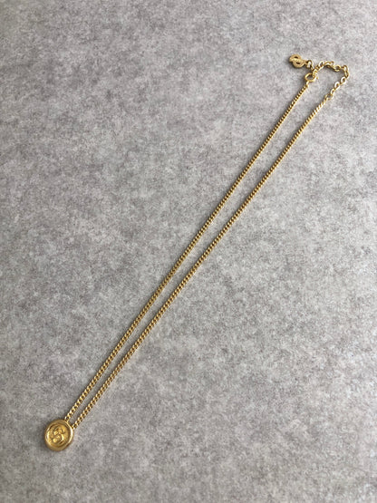 Christian Dior CD Logo Necklace Gold Vintage 2ie265