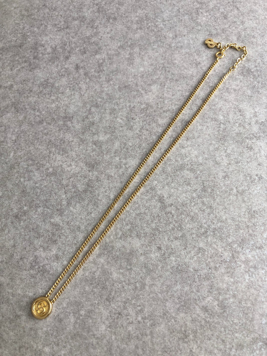 Christian Dior CD Logo Necklace Gold Vintage 2ie265