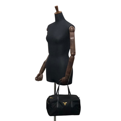 PRADA Logo Small Boston bag Handbag Black Vintage 754ve8