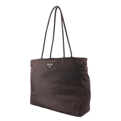PRADA Tessuto Triangle Logo Totebag Brown Vintage nda4br