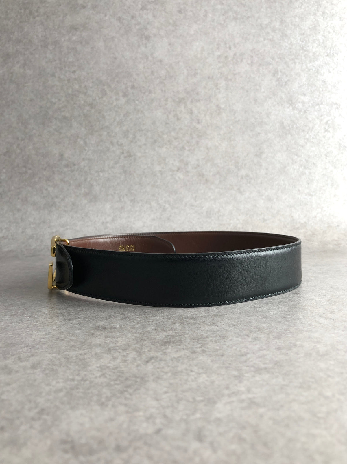 GUCCI G Motif Belt Black Vintage s72urx