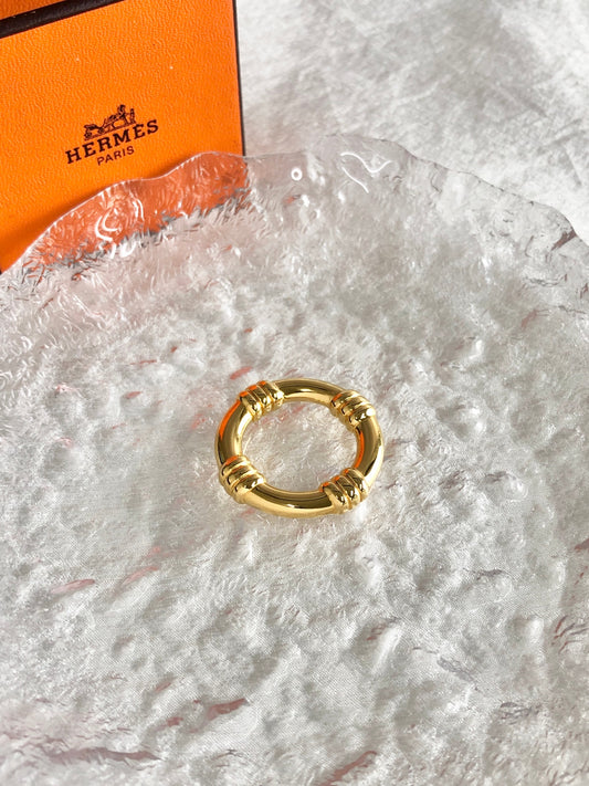 HERMES Scarf Ring Gold Vintage 8z4dfe