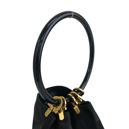 Salvatore Ferragamo Gancini Drawstring Small Handbag Black Vintage tigpxb