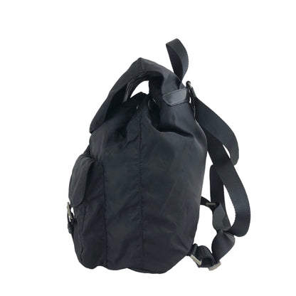 PRADA Triangle Logo Double Pocket Nylon Backpack Black Vintage mwb7bb