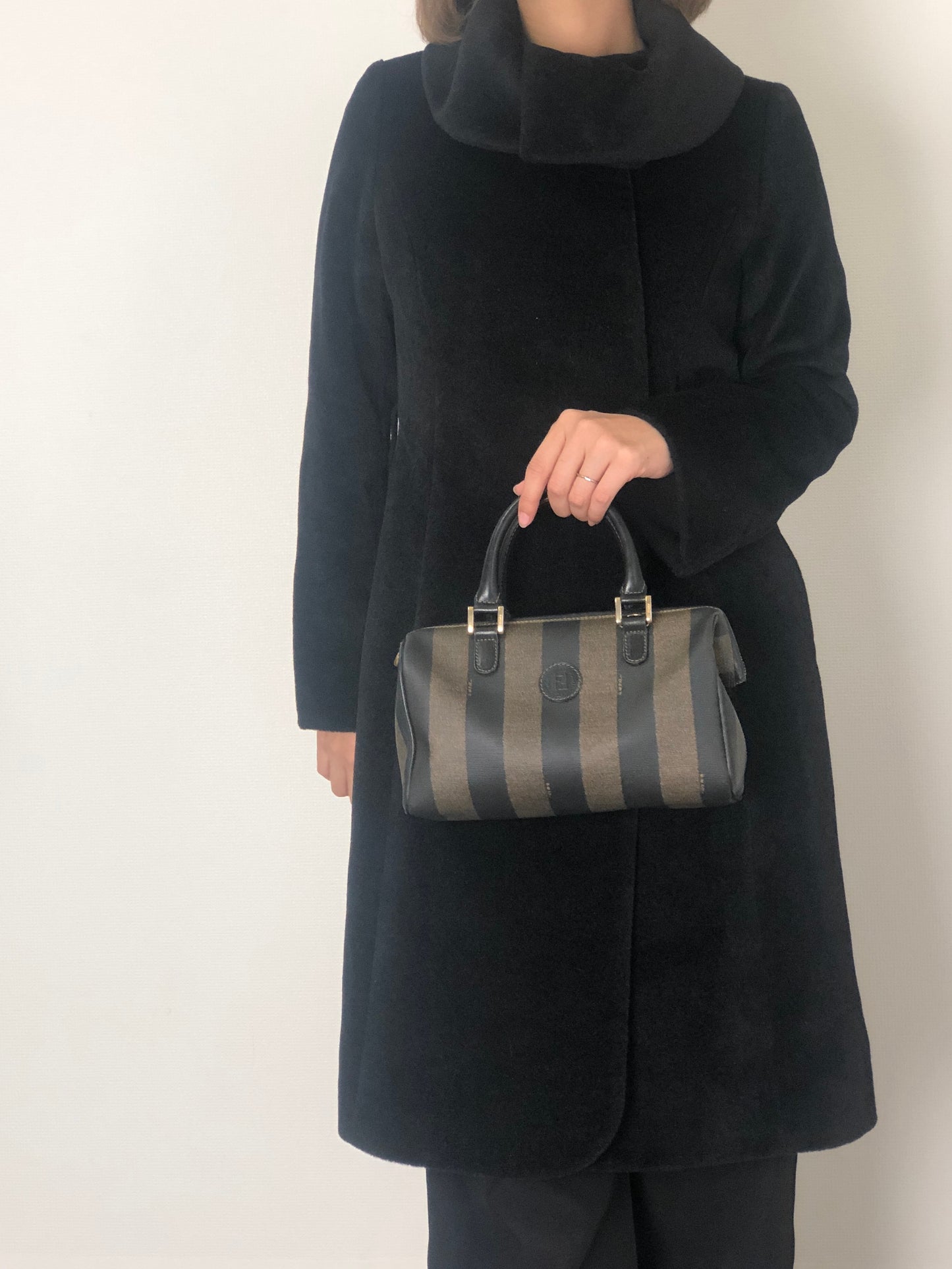 FENDI Pecan Two-way Small Boston bag Shoulder bag Black Vintage ujwz5t