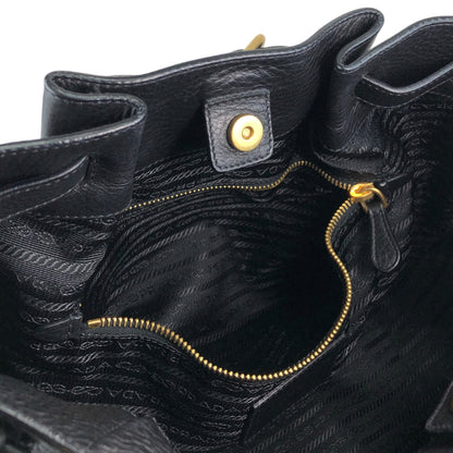 PRADA Logo Front Buckle Shoulder bag Black Vintage rv2srn