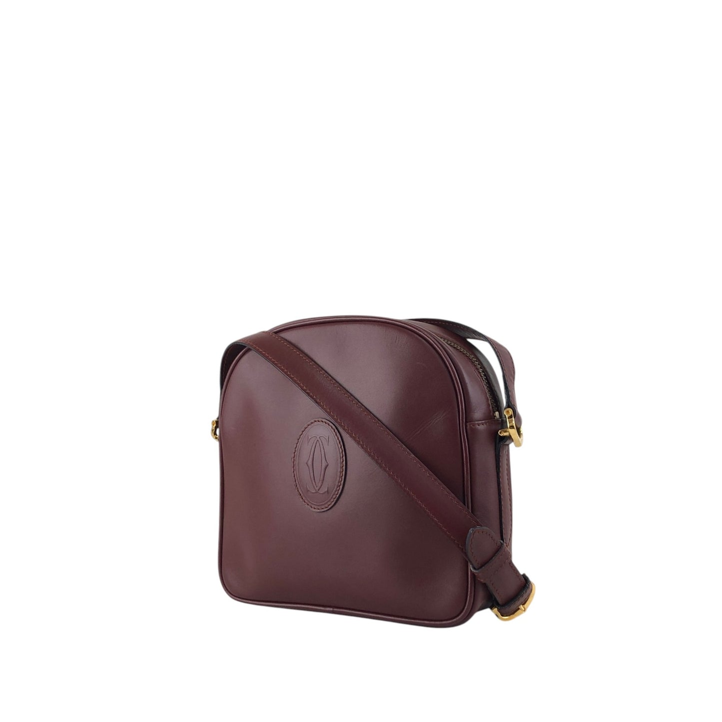Cartier Logo Embossed Shoulder bag Bordeaux Vintage p8xu57