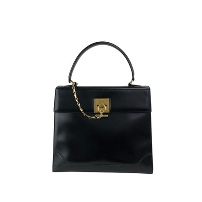 CELINE Gancini Toggle Clasp Handbag Black Vintage gpjwxc