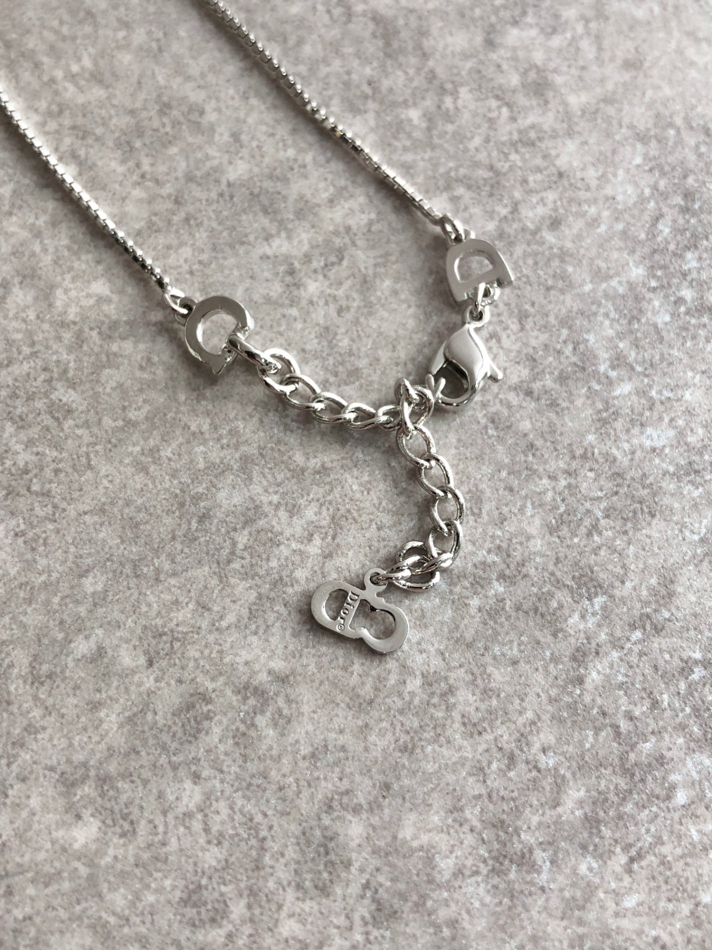Christian Dior Cross Motif Necklace Silver Vintage pskcsi