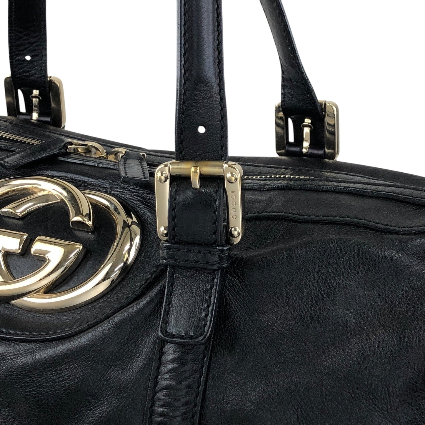 GUCCI GG Motif Small Boston bag Handbag Black Vintage f7jncz