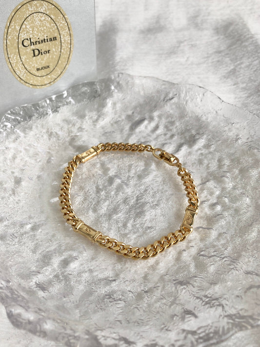 Christian Dior Logo Bracelet Gold Vintage 7y6c85