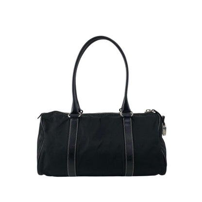 PRADA Triangle Logo Small Boston bag Handbag Black Vintage ixt5hp