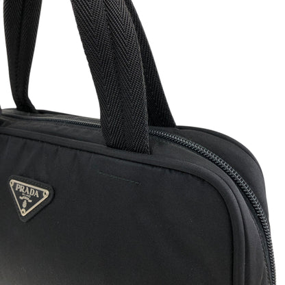 PRADA Tessuto Triangle Logo Handbag Black Vintage 47smar