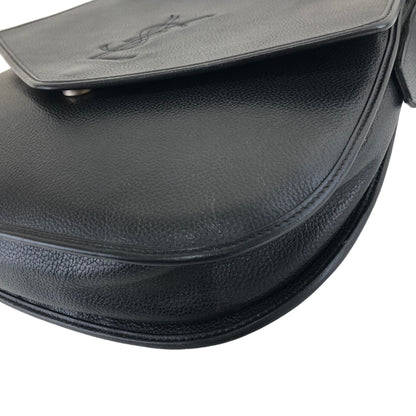 Yves Saint Laurent YSL Logo Stitch Leather Shoulder bag Black Vintage  njbegc