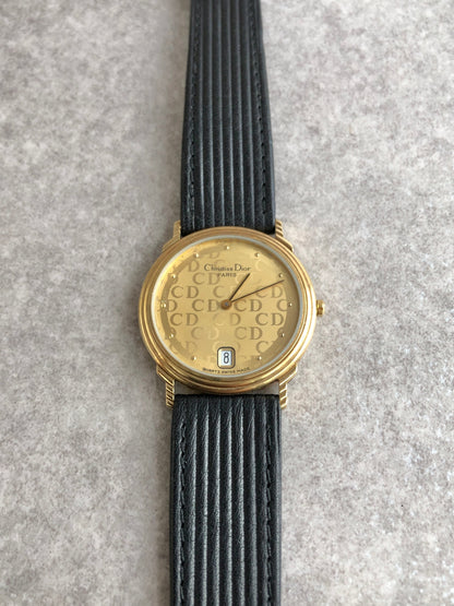 Christian Dior  CD Logo   Watch Gold×Black Vintage 2y2w4k