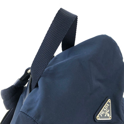 PRADA Triangle Logo Nylon Leather Backpack Navy Vintage 8jeijv