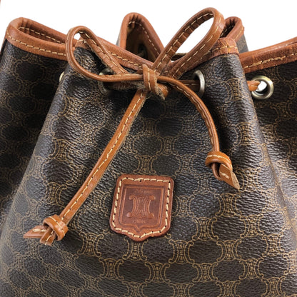 CELINE Macadam Blason Drawstring Small Shoulder bag Brown Vintage 6z2wx2