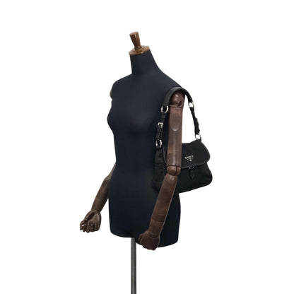 PRADA Triangle Logo Shoulder bag Hobobag Black Vintage ytkjet