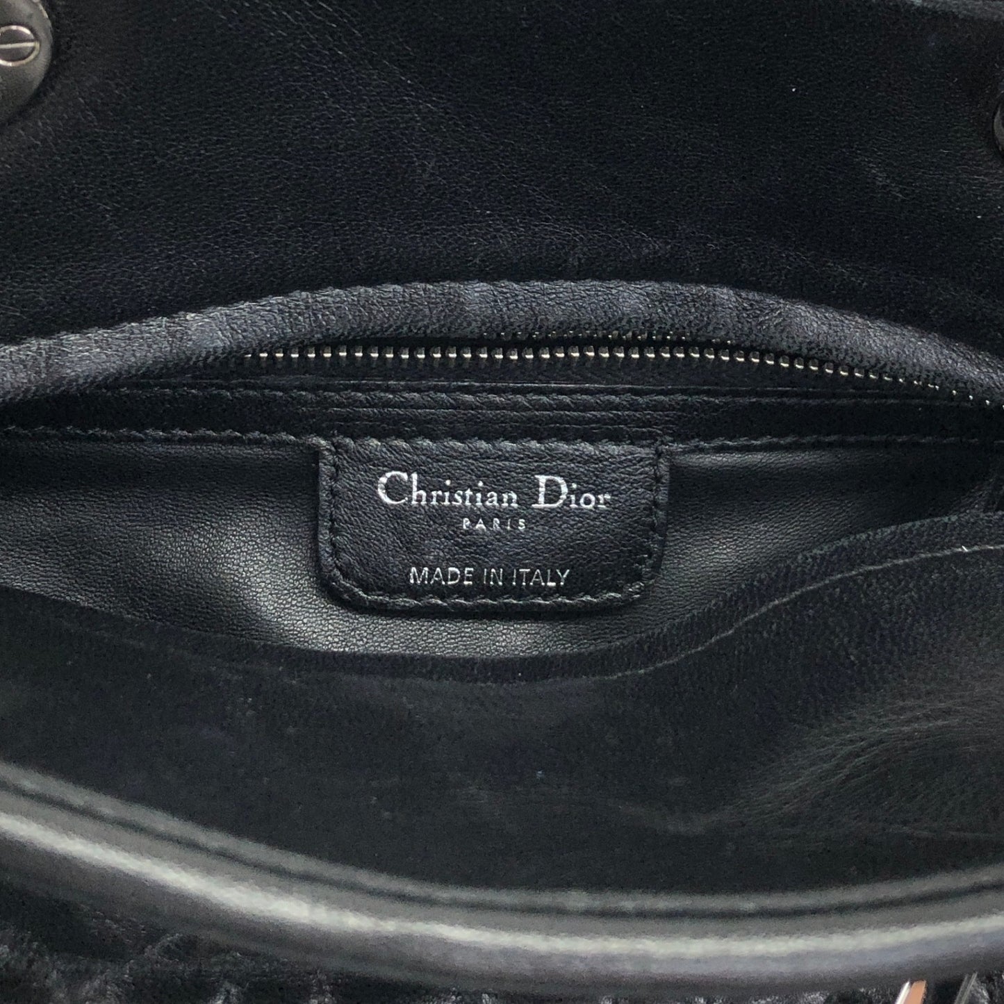 Christian Dior Lady Dior Cannage Logo Charm Handbag Black Vintage ymgxfh