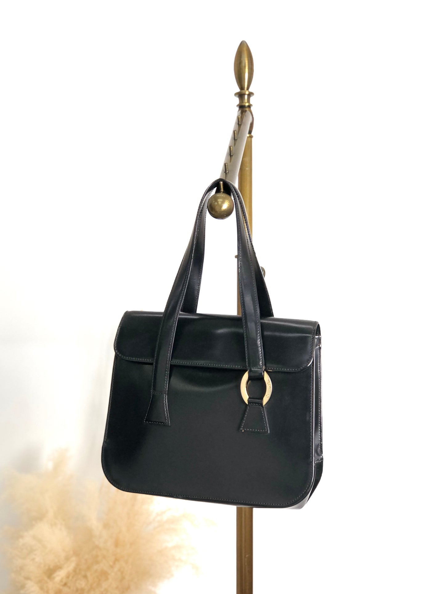 Christian Dior Logo Handbag Black Vintage aidfua
