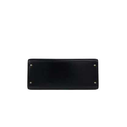 CELINE Gancini Top Handle Handbag Black Vintage whcwed