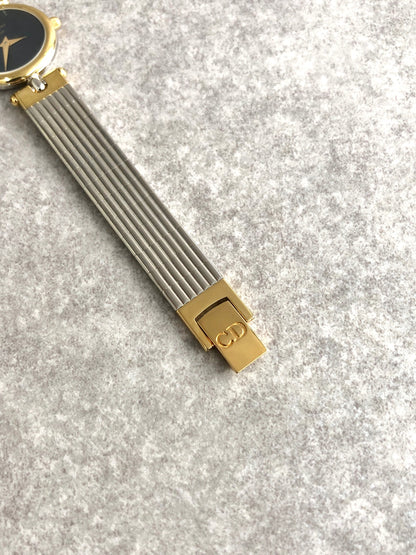 Christian Dior Quartz Watch Silver×Gold 3025 Vintage y5w3g6