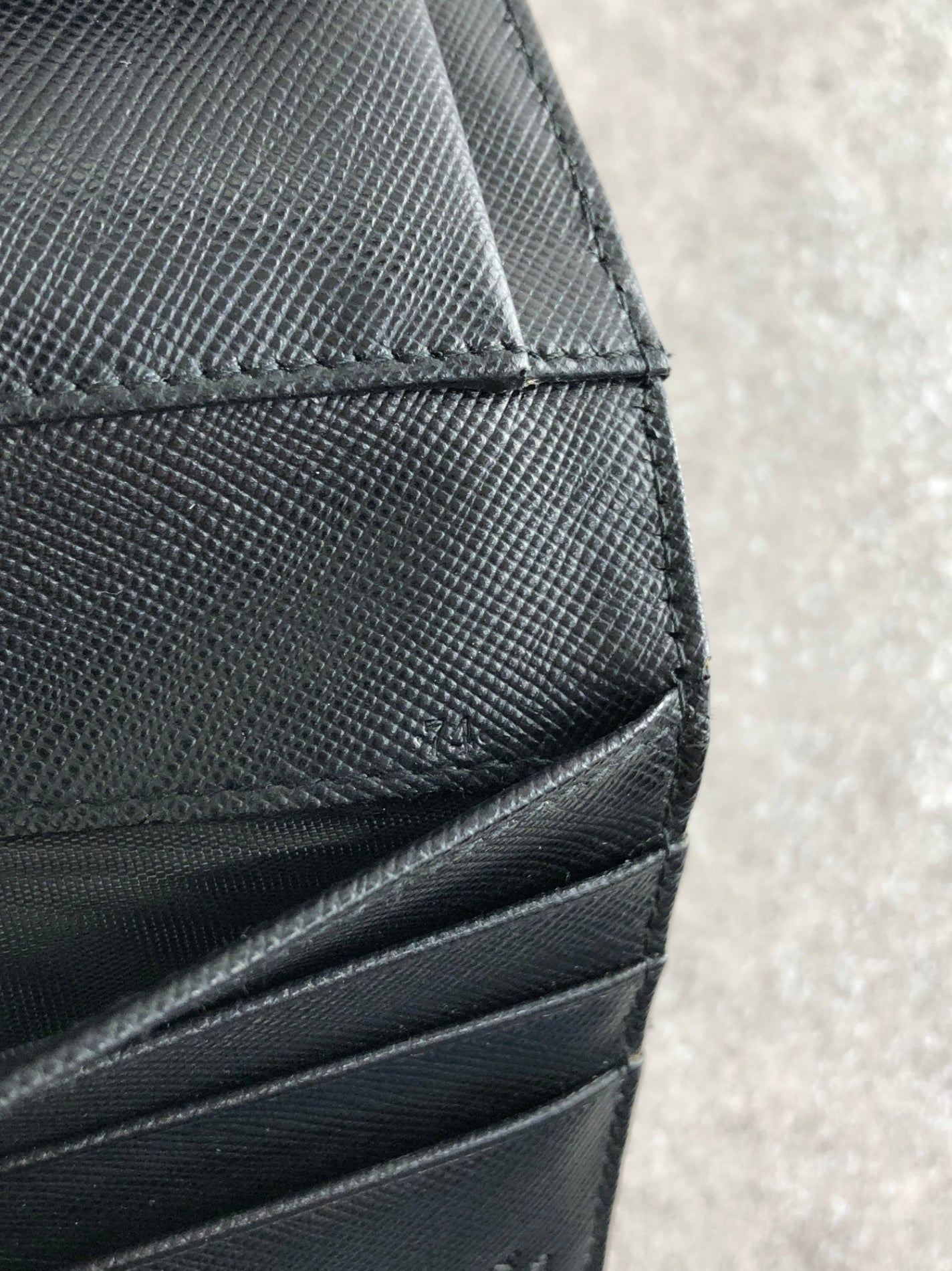 PRADA Tessuto Triangle Logo Trifold Wallet Black Vintage yyjymp