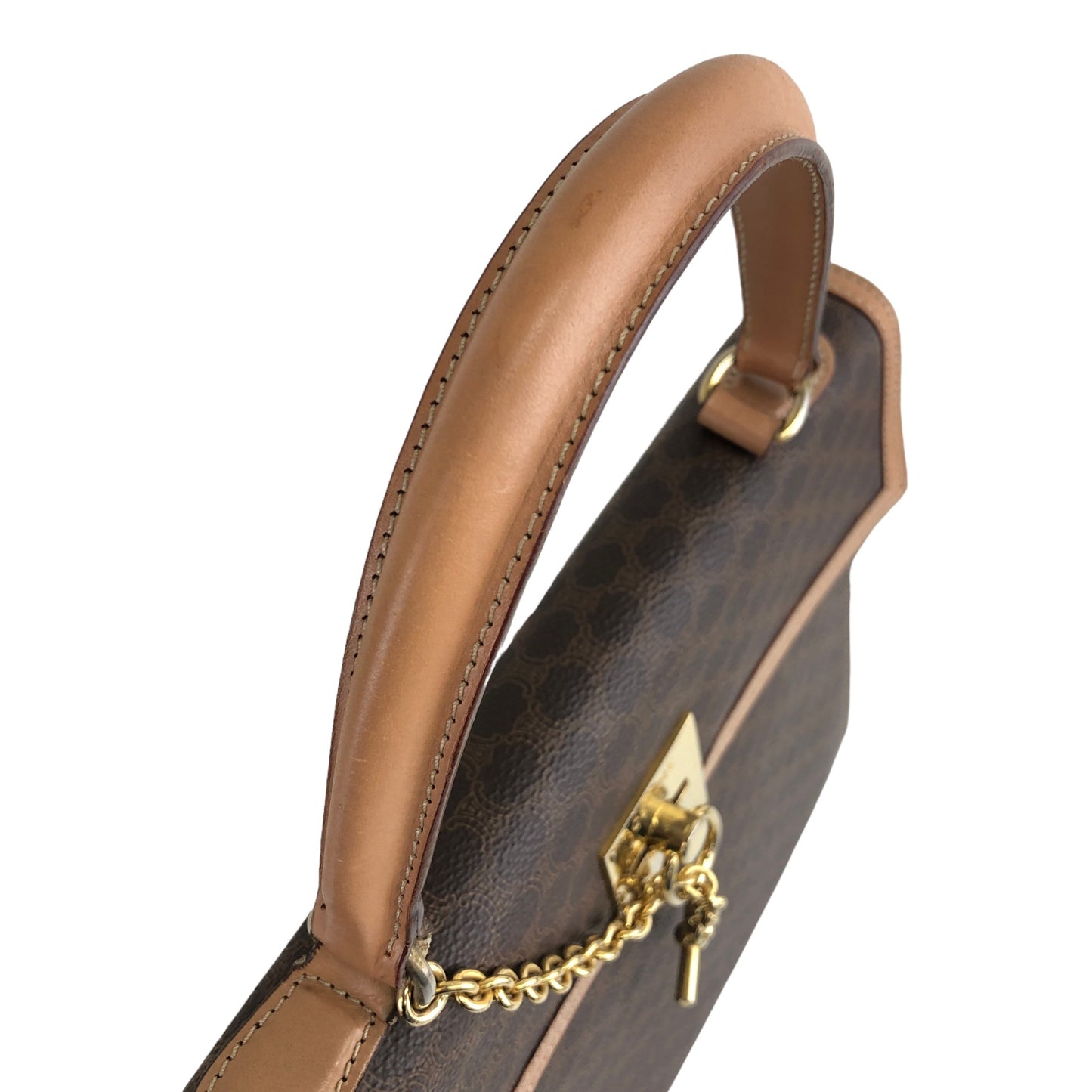 CELINE Macadam Toggle Clasp Handbag Brown Vintage 45wedt