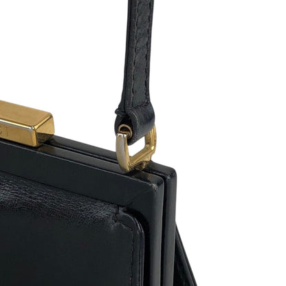 GUCCI Logo Metal Clasp Small Shoulder bag Black Vintage cepe4m