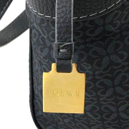LOEWE Anagram 全圖案織物皮革手提包托特包黑色復古 f4cjh3 