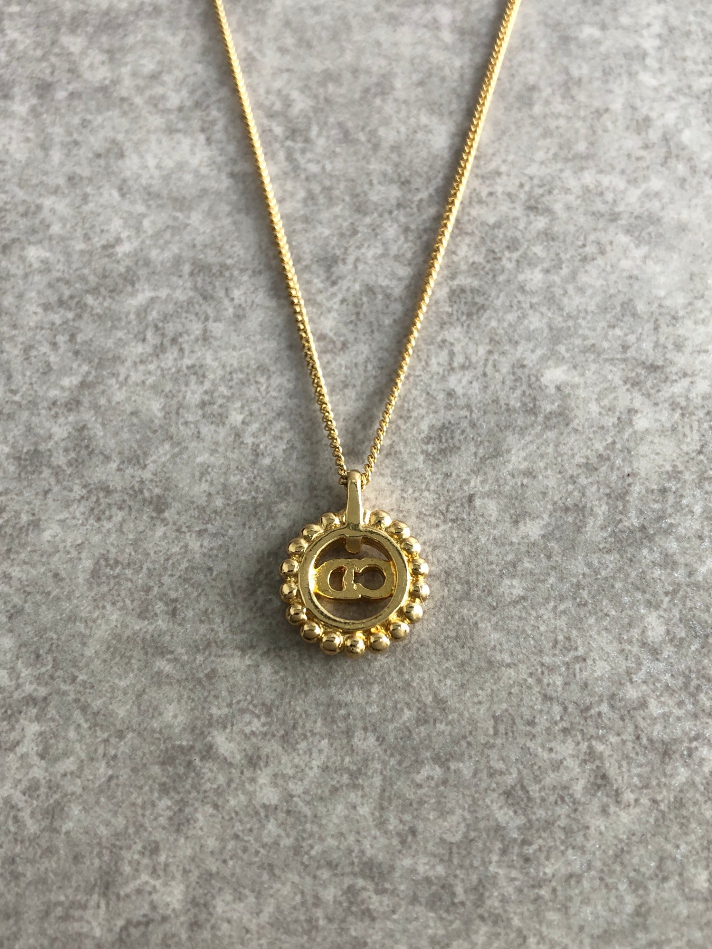 Christian Dior CD Logo Necklace Gold Vintage 4i7xzf