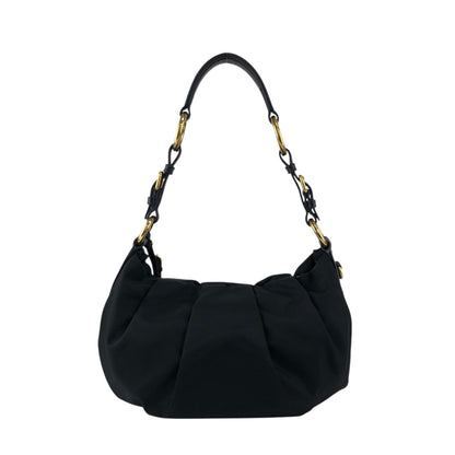 PRADA Tessuto Triangle Logo Shoulder bag Hobobag Black Vintage e3vera