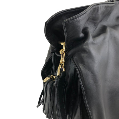 LOEWE Anagram Flamenco Tassel Leather Drawstring Shoulder bag Black Vintage 48h5vg