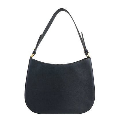 BURBERRY Logo Leather Shoulder bag Black Vintage  gua4zc