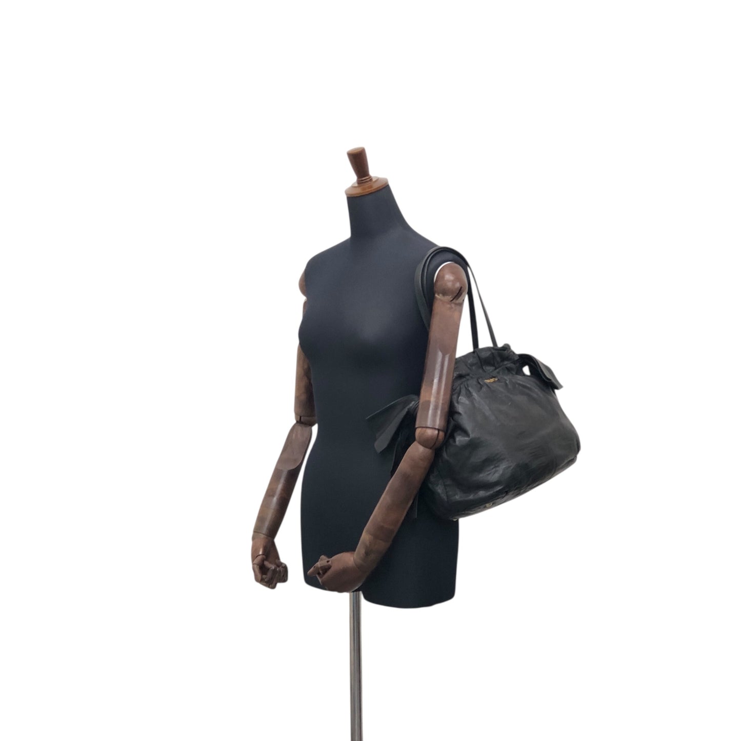 PRADA Logo Ribbon Totebag Black Vintage 548imc