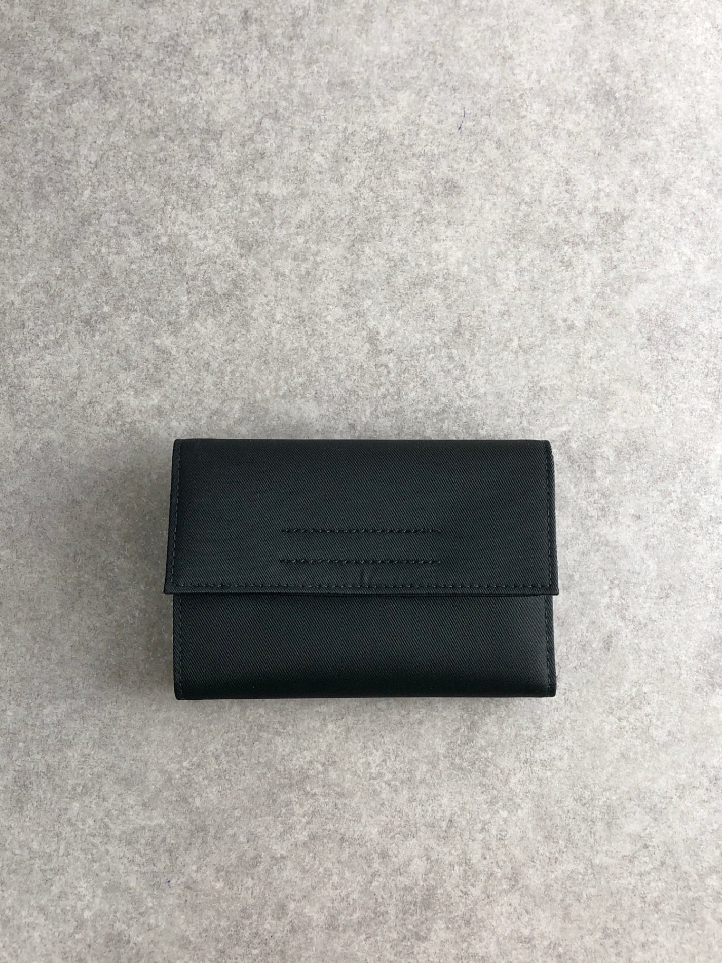 PRADA Tessuto Triangle Logo Trifold Wallet Black Vintage d6ehtk