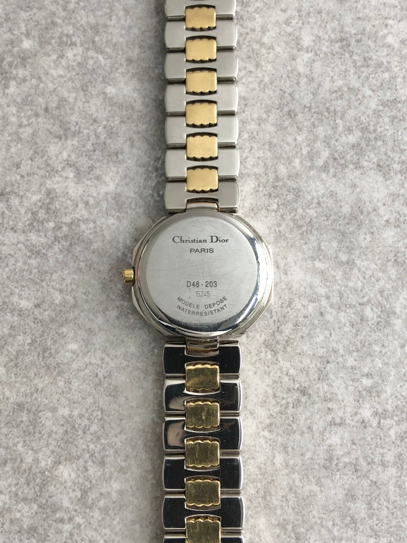 Christian Dior Octagon Quartz Watch Silver×Gold D48-203 Vintage hvmzg2