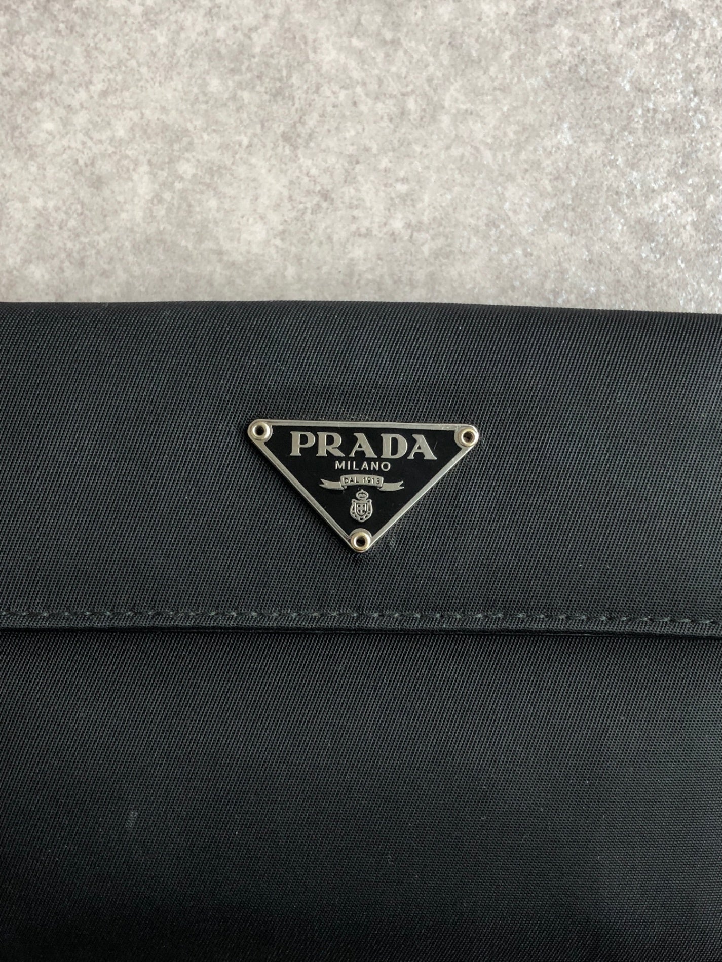 PRADA Tessuto Triangle Logo Folded Wallet Black Vintage 5se6i2