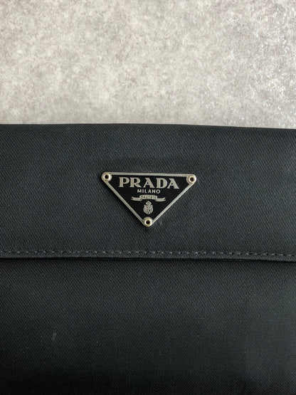 PRADA Tessuto Triangle Logo Folded Wallet Black Vintage 5se6i2