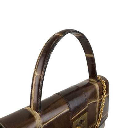 CELINE Gancini Handbag Brown Vintage bcfhg8