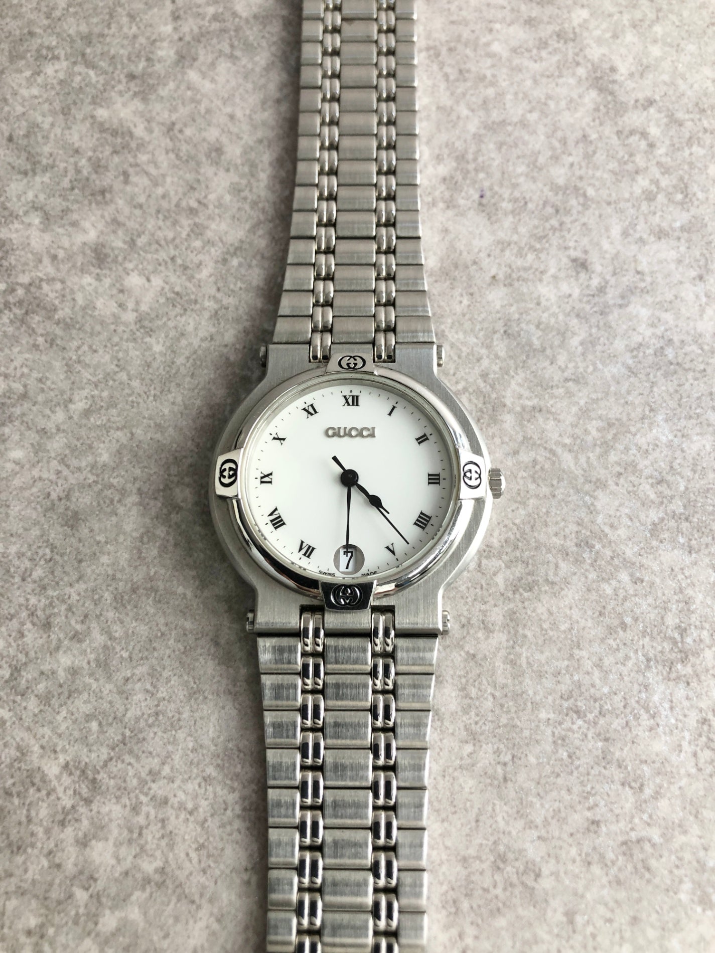 GUCCI Logo Quartz Watch Silver 9100M Vintage yxt2b6