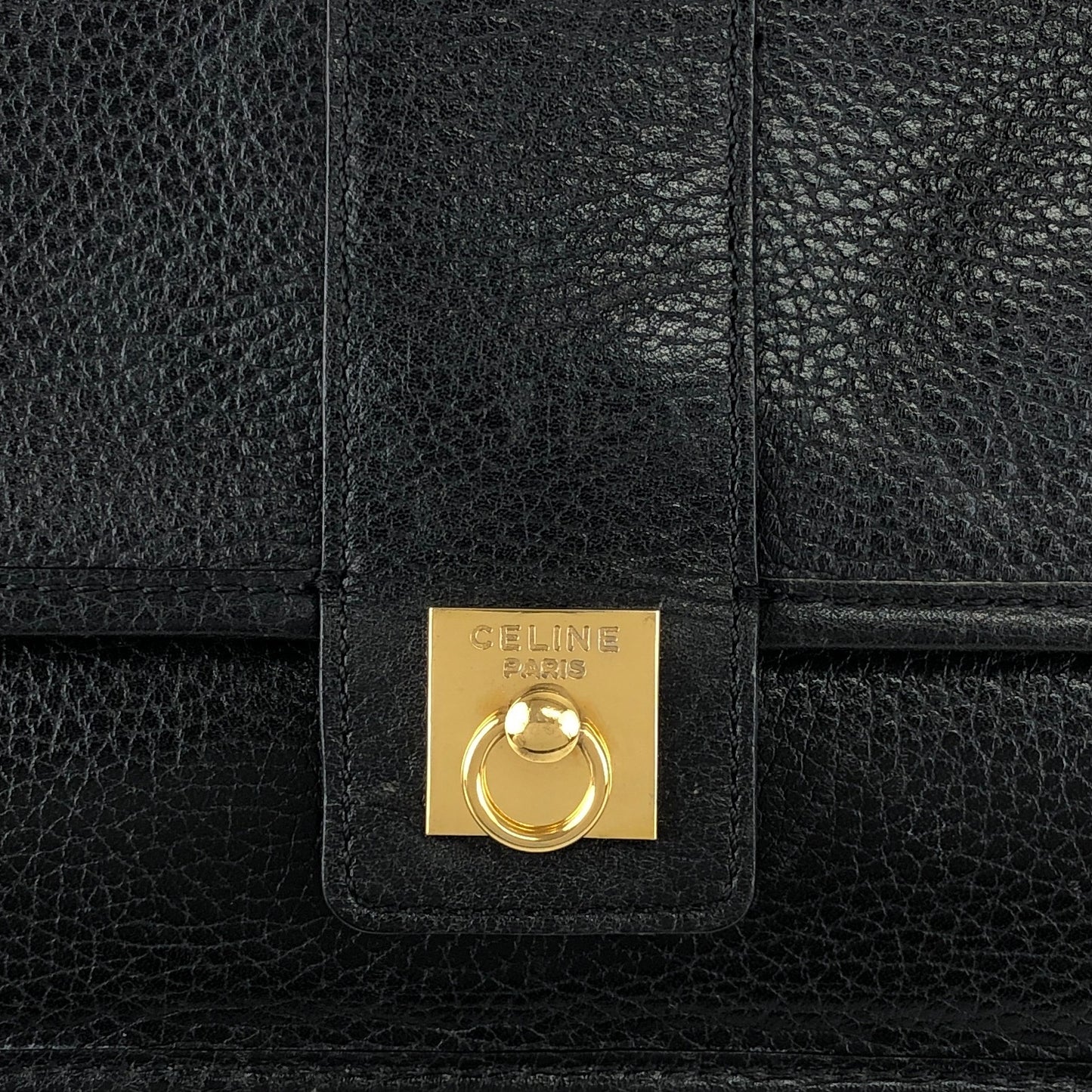 CELINE Gancini Shoulder bag Black Vintage 2tmayw