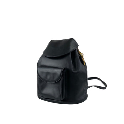 Christian Dior Logo Charm Backpack Black Vintage i8y5w2