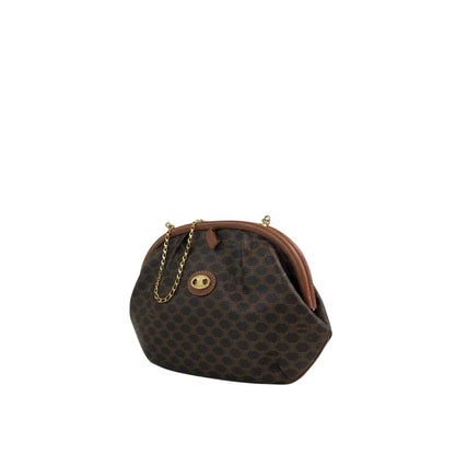 CELINE Macadam Metal Closure Chain Shoulder bag Brown Vintage tfpb4s