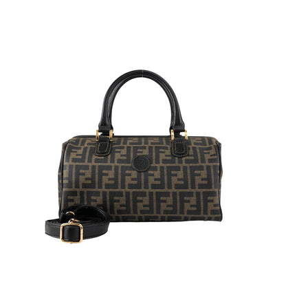 FENDI Zucca Logo Two-way Handbag Shoulder bag Boston bag Black Vintage yh8esb